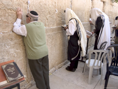 Praying at the Western (Wailing) Wall, Old Walled City, Jerusalem, Israel, Middle East