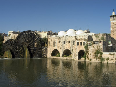 Mosque and Water Wheels on the Orontes River, Hama, Syria, Middle East