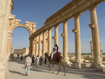 Tourist Camel Ride, Monumental Arch, Archaelogical Ruins, UNESCO World Heritage Site, Syria