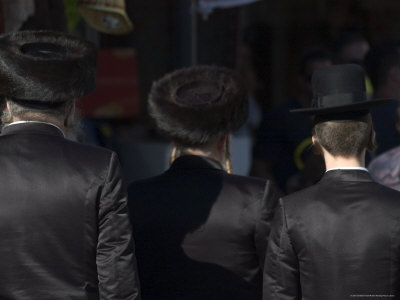 Jewish Men in Traditional Clothes, Old Walled City, Jerusalem, Israel, Middle East