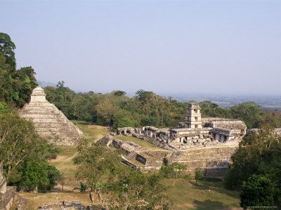 Temple of the Inscriptions and the Palace, Palenque, Chiapas Province, Mexico