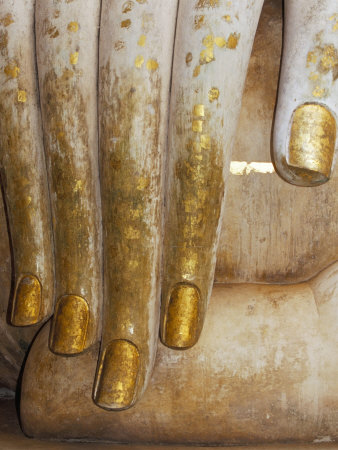 Detail of the Hand of a Stucco Seated Buddha Statue, Sukhothai Historical Park, Sukhothai