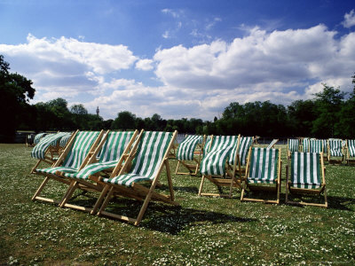 Deckchairs in Regents Park, London, England, United Kingdom Photographic Print