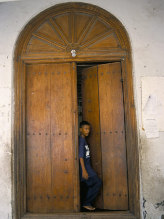 Arab Style Lamu Door, Old Town, Mombasa, Kenya, East Africa, Africa