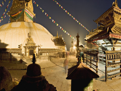Panorama Compiled from Four Frames of the Buddhist Stupa of Swayambu, Kathmandu