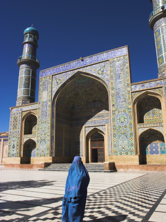 Lady Wearing a Blue Burqua Outside the Friday Mosque (Masjet-E Jam), Herat, Afghanistan