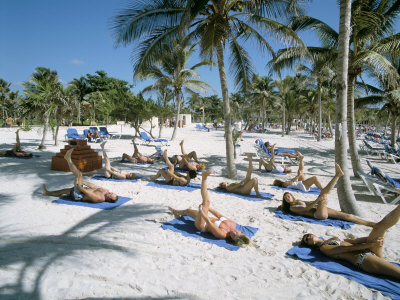 Yoga on the Beach, Cancun, Quintana Roo, Yucatan, Mexico, North America
