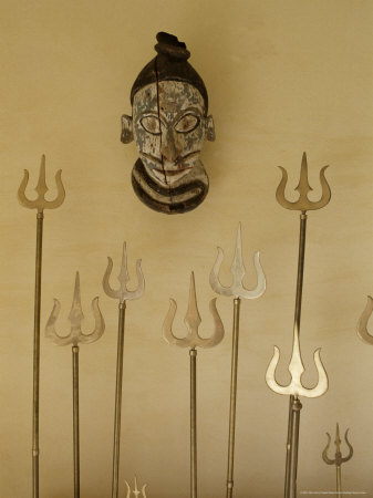 Brass Reproductions of Lord Shiva's Trident as a Decorative Feature, Devi Garh