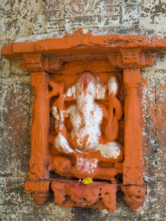 Hindu Shrine to Ganesh the Elephant God, Maheshwar, Madhya Pradesh State, India