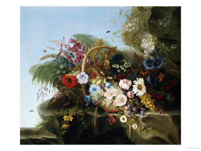 Still Life of Flowers in a Basket, 1852