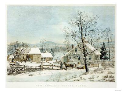 New England Winter Scene, 1861, Currier and Ives, Publishers