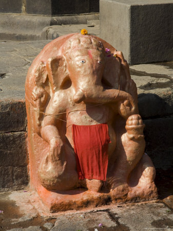 Outdoor Hindu Shrine to Ganesh, on the Ghats Below Ahilya Fort, Madhya Pradesh State