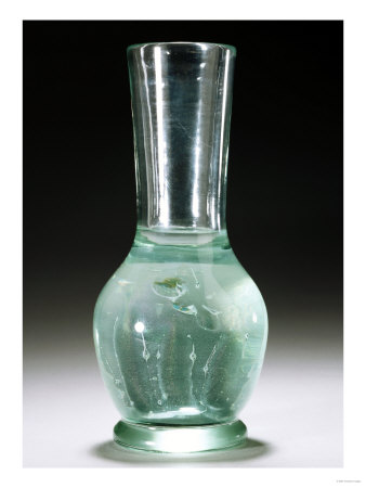 An Internally Decorated Aquamarine Favrile Glass Vase