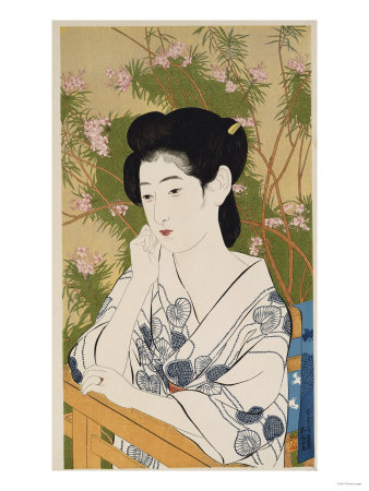 Woman Leaning on the Balcony Railing at a Hot Spring, 1920