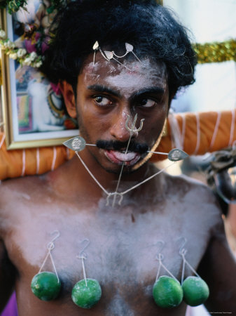 Kavadi with Piercings at Thaipusam Hindu Festival of Purification, Singapore