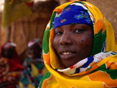 Buy Woman in Traditional Dress with Tribal Face Markings, Niger at AllPosters.com