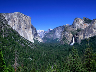 Distant Bridaleveil Falls in the Yosemite National Park, Yosemite National Park, California