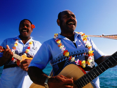 Musicians Singing and Playing Guitar and Ukelele, Amedee Islet, South Province, New Caledonia