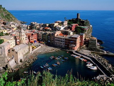 Vernazza and Harbour, Cinque Terre, Liguria, Italy