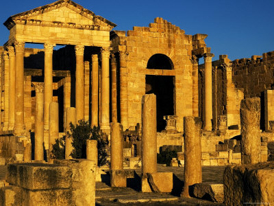 Temples of Minerva, Jupitor and Juna and Forum at Roman Ruins of Sufetula, Tunisia