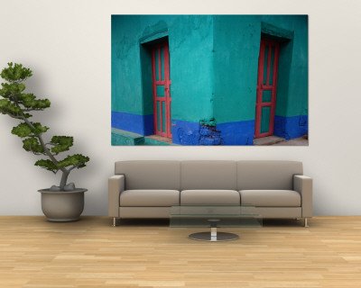 Buy Brightly Painted Corner House in Chinique, Quiche, Guatemala at AllPosters.com