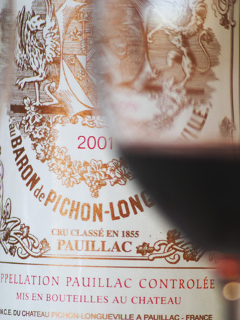 Glass of Wine, Chateau Baron Pichon Longueville, Pauillac, Medoc, Bordeaux, France