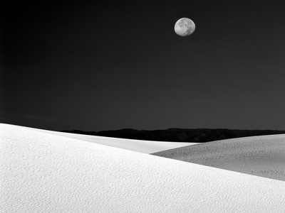 Nighttime with Full Moon Over the Desert, White Sands National Monument, New Mexico, USA