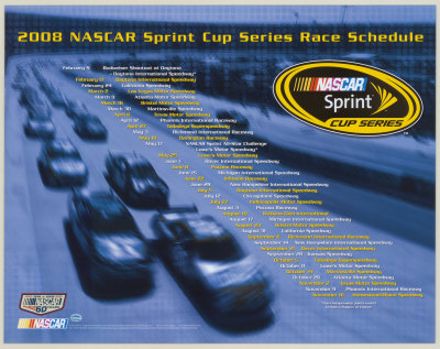 2008 NASCAR Schedule Poster