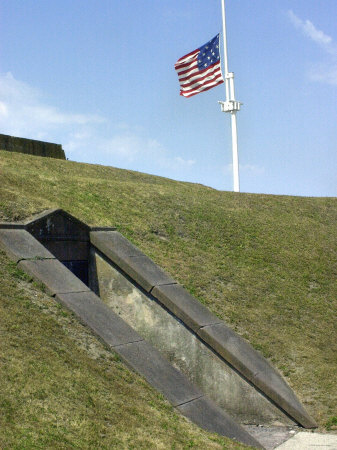 U.S. Flag with Fifteen Stars over Fort Moultrie, Charleston Harbor, South Carolina