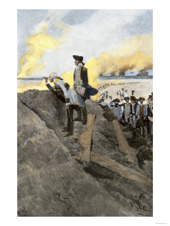 General Washington and French General Rochambeau Overseeing the Trenches at Yorktown, c.1781