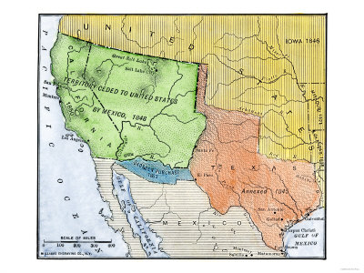 Map of the Territory Ceded by Mexico to the U.S. after the Mexican-American War, c.1848-1853