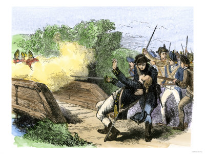 Minuteman Isaac Davis Killed Holding British Redcoats at North Bridge, Battle of Concord, c.1775