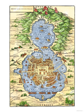 Buy Tenochtitlan, Capital City of Aztec Mexico, an Island Connected by Causeways to Land, c.1520 at AllPosters.com