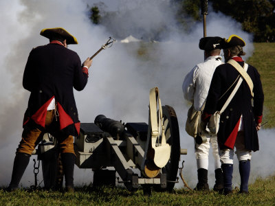 Artillery Demonstration, Revolutionary War Reenactment at Yorktown Battlefield, Virginia