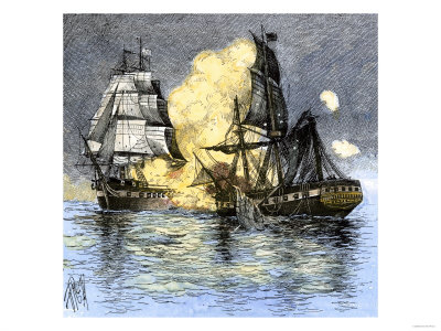 USS Frigate Chesapeake Engaging the British Ship Shannon, War of 1812