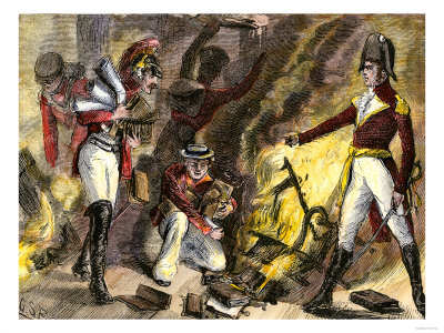 British Troops Burning the Library of Congress in 1814, during the War of 1812