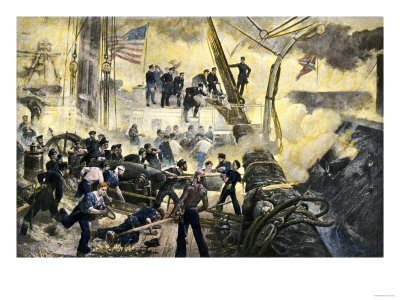 Admiral David G. Farragut in the Rigging during the Battle of Mobile Bay, 1864, American Civil War