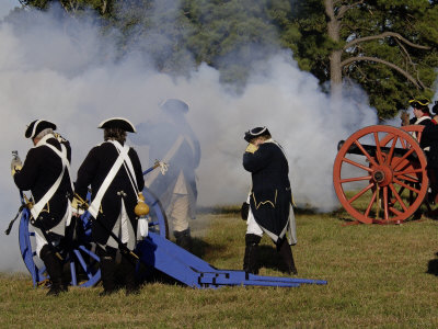 Artillery Demonstration, Revolutionary War Reenactment at Yorktown Battlefield, Virginia