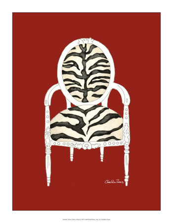 Zebra Chair on Red Posters