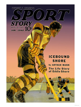 Player Approaches Defenseman and Goalie, c.1940 Poster