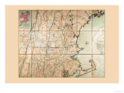Map of the Most Inhabited Part of New England