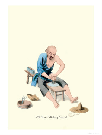 Old Man Polishing Crystal