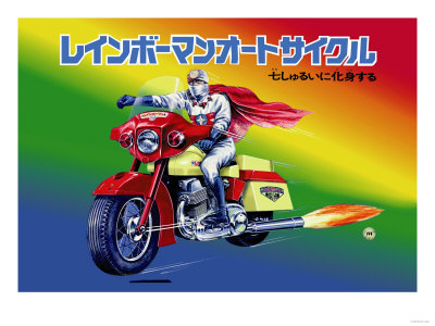 Japanese Superhero on Motorcycle