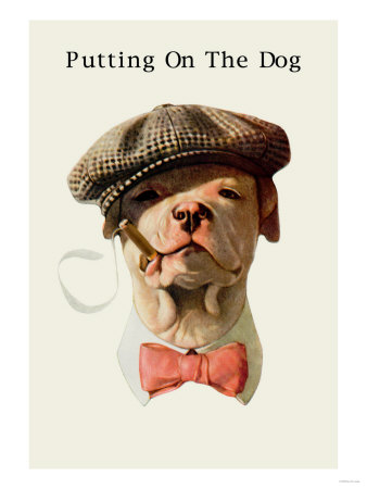 dog hat bow tie cigar poster