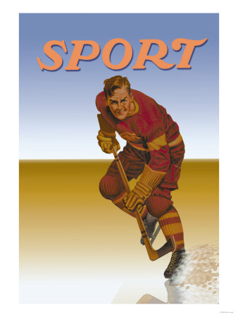 Hockey Player Shredding Ice Poster