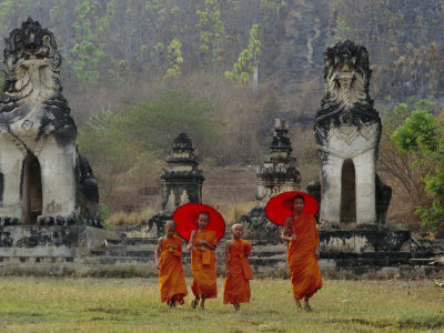 Novice Buddhist Monks, Doi Kong Mu Temple, Mae Hong Son, Northern Thailand, Asia