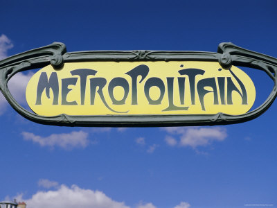 Art Deco Metropolitain (Subway) Sign, Paris, France, Europe