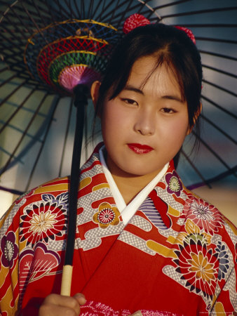 Young Japanese Girl in Kimono, Japan