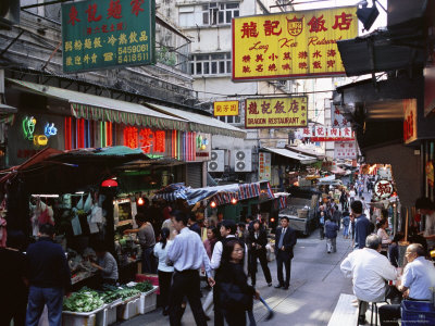Shops and Market Stalls on Gage Street, Mid Levels, Hong Kong Island, Hong Kong, China, Asia