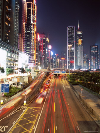 Gloucester Road at Night, Causeway Bay, Hong Kong Island, Hong Kong, China, Asia